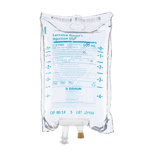 B Braun L7501 Lactated Ringers Injection Solution USP 500 mL Plastic Bag B Braun L7501 Lactated Ringers Injection Solution USP 500 mL Plastic Bag